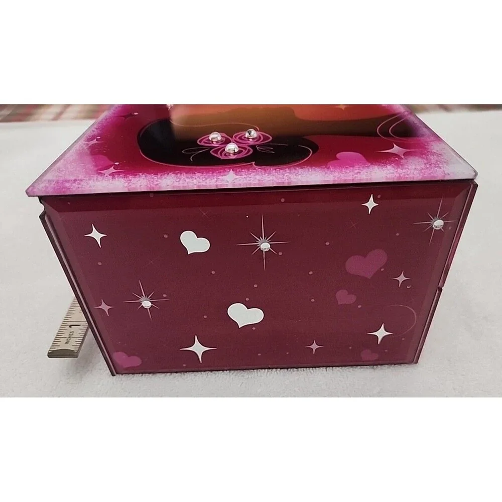 Jewelry Box San Francisco Music Box Company Hearts and Kisses Glass Retired